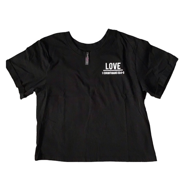 1 Corinthians 13. 4-5 Black CROP Tee - Picture 1 of 3